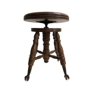 Victorian Antique Piano Organ Stool with Glass Ball Eagle Claw Feet